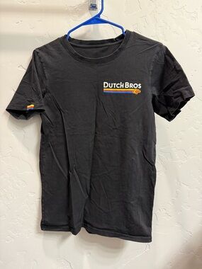 Dutch Bros Black Tee with Rainbow Stripe Logo